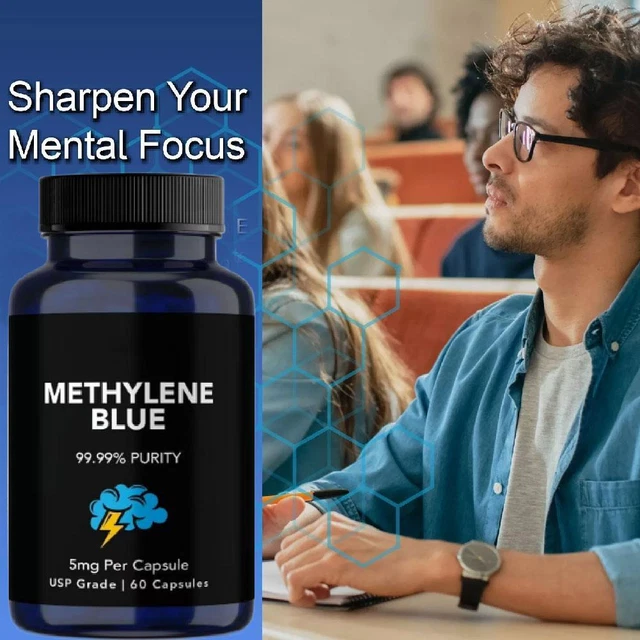 3X METHYLENE BLUE Capsu/les 5mg - USP Grade, 99.99% Purity, 60 Capsules ...