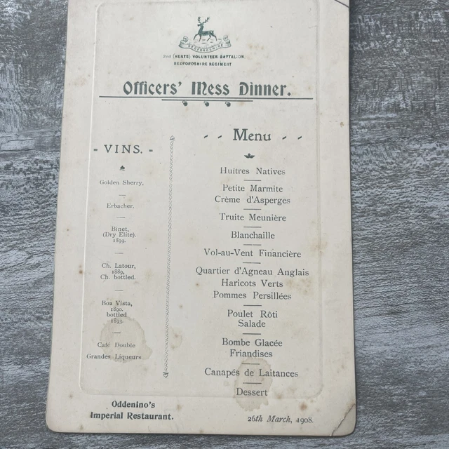 ANTIQUE EDWARDIAN 2ND Volunteer Battalion Bedfordshire Officers Mess ...
