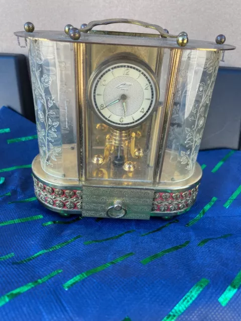 Vintage German 8 Day SCHMID Mantel Clock W/ Music Box Brass & Glass Santa Lucia Vintage German 8 Day SCHMID Mantel Clock W/ Music Box Brass & Glass Santa Lucia