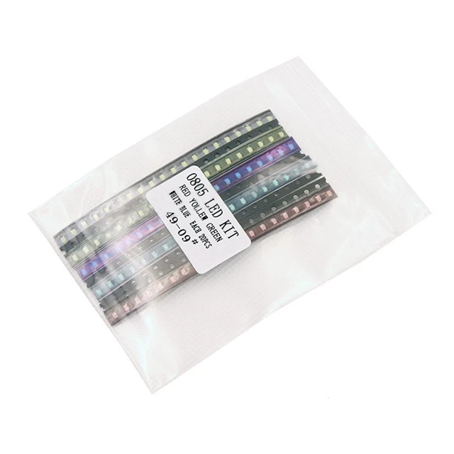 Kit d'assortiment tout usage 100 pièces 0805 SMD LED lumière en plusieurs coul