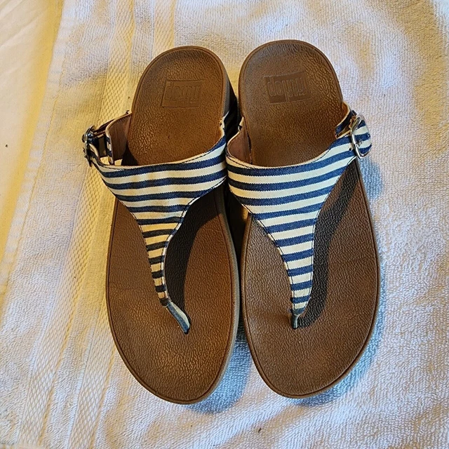 FITFLOP, Women's Sandal The Skinny Canvas Toe Post Slide, Sz 6, Summer, Beachy