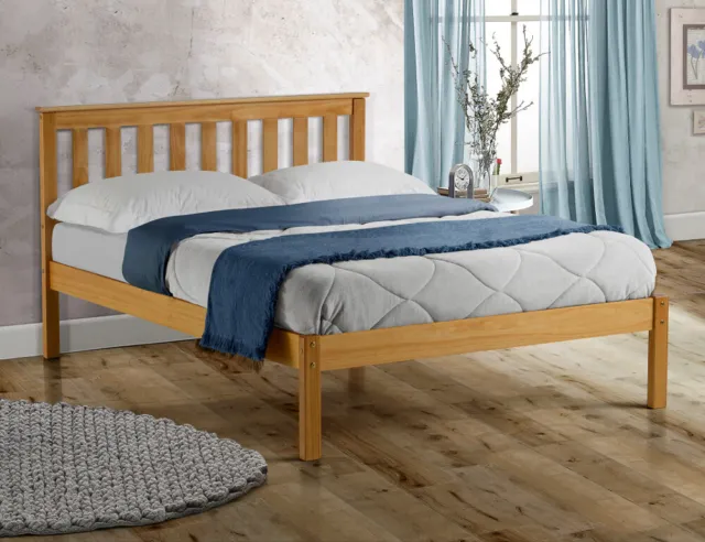 Wood Low Foot End Bed Denver with 4 Size, 4 Mattress 3 Colour Options