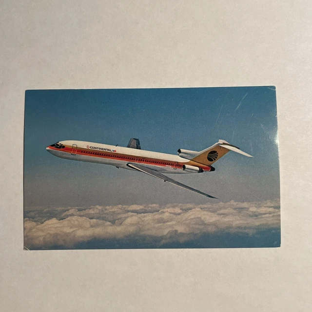 Postcard Continental Airlines Boeing 727 Vintage Sky Aerial Air Plane