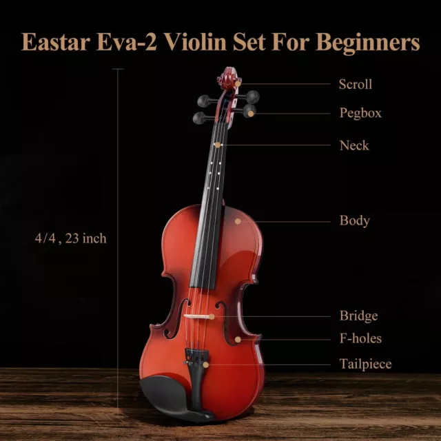 Eastar 4/4 Acoustic Violin Set Full Size Adult / Student Fiddle School Band 3