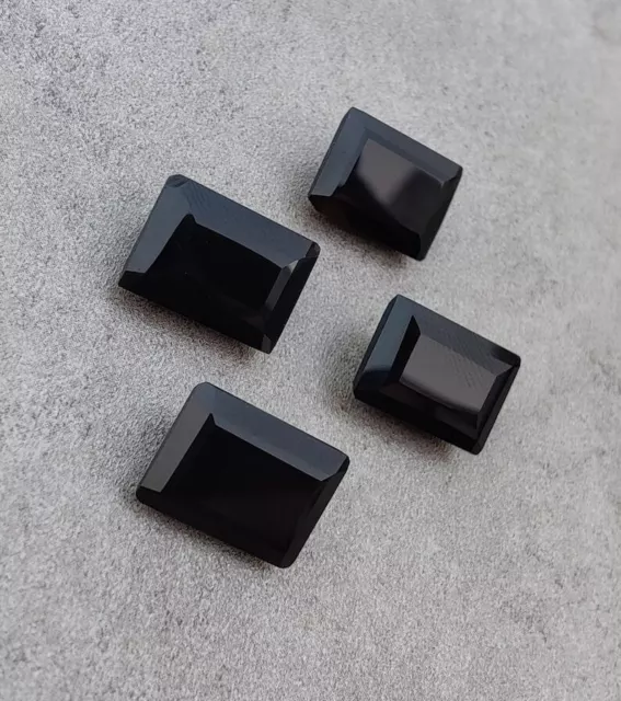 Black Onyx Gemstone Natural Faceted Loose Stone Pendant Jewelry Making Gemstone