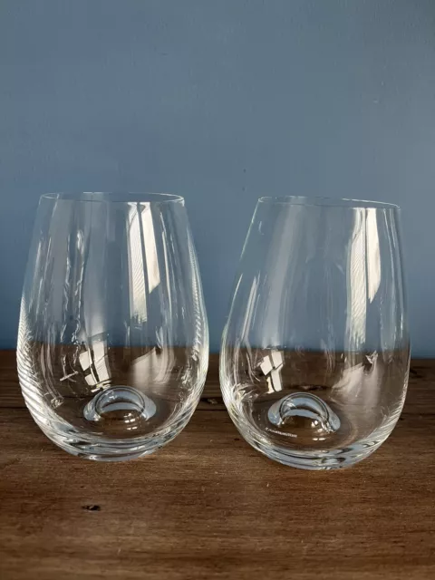 Dartington Crystal Stemless Wine Tumblers Whiskey Water X2 VGC