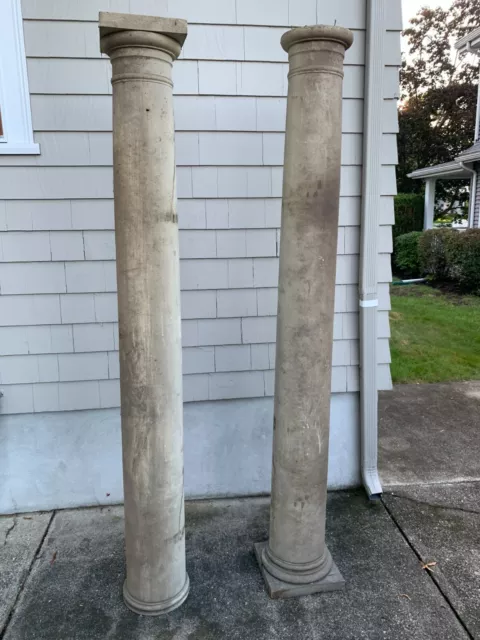 Two antique wooden porch columns, Hollow, 7 feet tall, 9.5'' diameter.