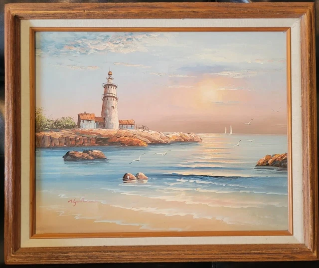 M. Gartland Original Framed Oil Painting Coastal Scene On Canvas 24x20