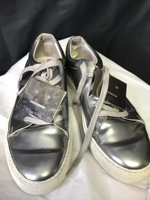 WOMEN'S ACNE STUDIOS METALLIC SILVER ADRIANA SNEAKERS SHOES Size 37