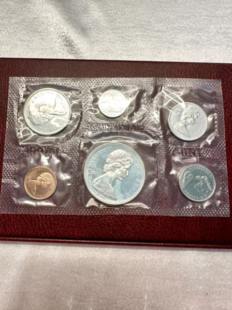 1967 Canadian 80% SILVER Uncirculated UNC Proof like Mint Set SIX COINS Queen