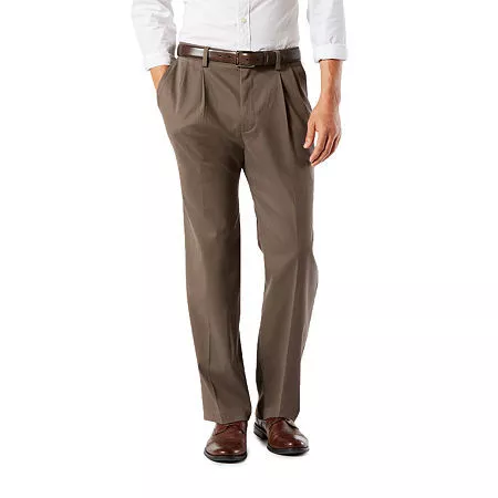 Dockers Mens Big & Tall Classic Fit Khaki Pants Brown 46 x 34