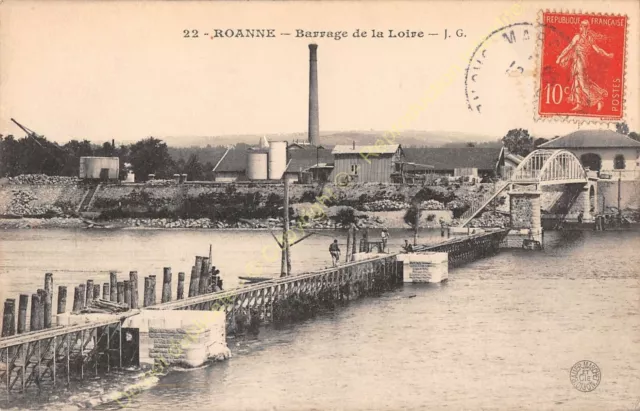 CPA 42300 Roanne Dam Of La Loire Edit J. G.ca1907