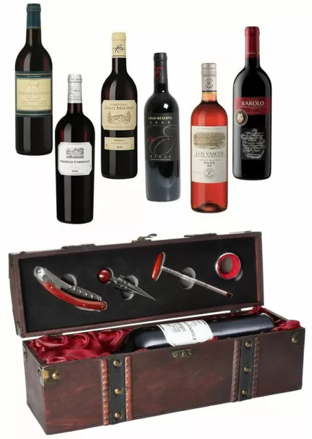 BRUBAKER Caja de Vino con Sommelier Set Accesorios de Bar y Noble Botella Vino