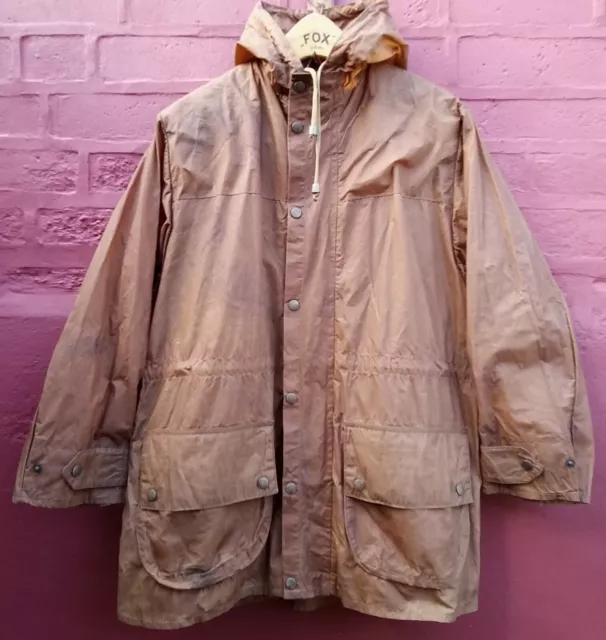 VINTAGE 80S BELSTAFF WAX WAXED brown PARKA COAT rain JACKET SMALL S durham CP