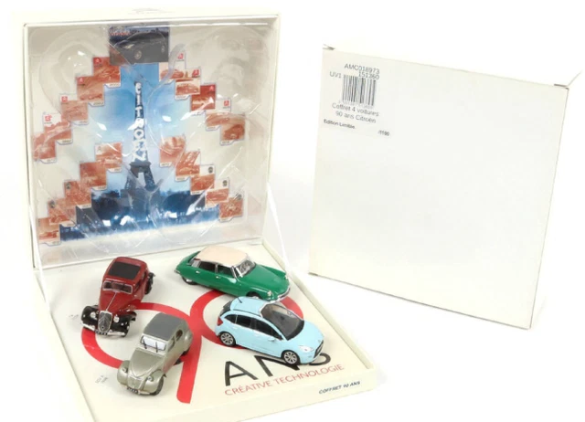 Coffret 90 Ans Citroën – 4 Voitures Miniatures Norev 1/43 : DS, 2CV, Traction, C3