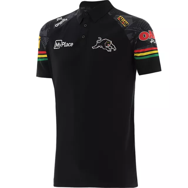 Penrith Panthers 2024 Media Polo Sizes Medium - 7XL Black NRL oneills In Stock