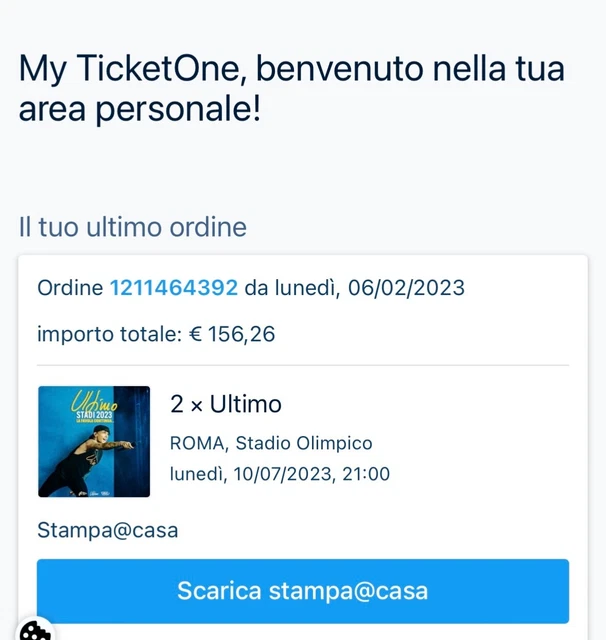 Biglietti concerto Ultimo, Roma Stadio olimpico 10 luglio 2023 ore 21:00