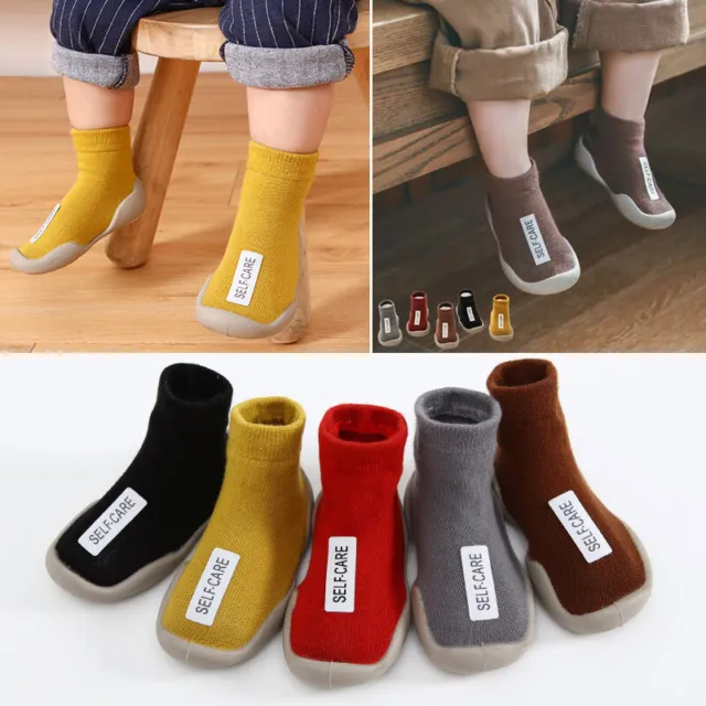 Kids Baby Boys Toddler Anti-slip Slippers Socks Soft Cotton Shoes Warm Winter