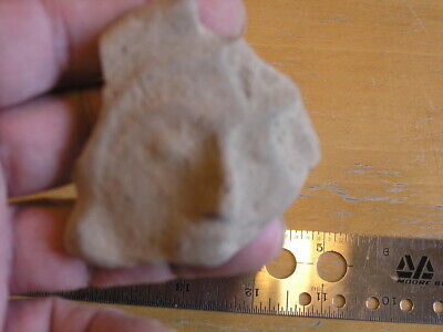 Ancient pre-columbian Terra-cotta Pottery Effigy Face Head 2.5 "x2.25"x.8" , 40g 2