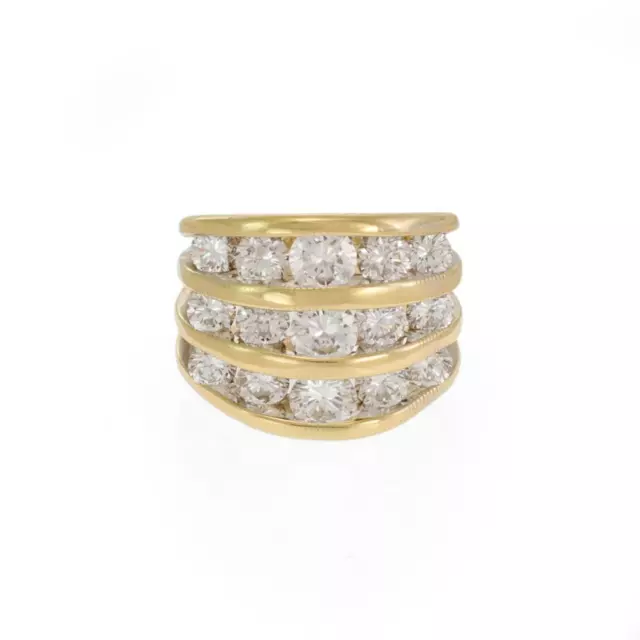 Jose Hess 2.8ct Channel Set Diamond 18k Yellow Gold 3 Rows Wide Band Ring
