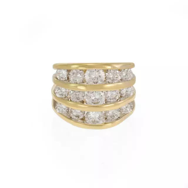 Jose Hess 2.8ct Channel Set Diamond 18k Yellow Gold 3 Rows Wide Band Ring Jose Hess 2.8ct Channel Set Diamond 18k Yellow Gold 3 Rows Wide Band Ring