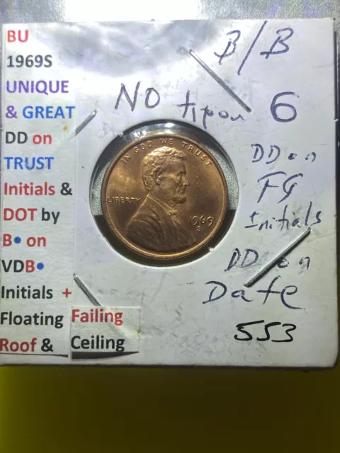 1969-S Lincoln Cent With GREAT Errors, these coins are in a BU condition #553