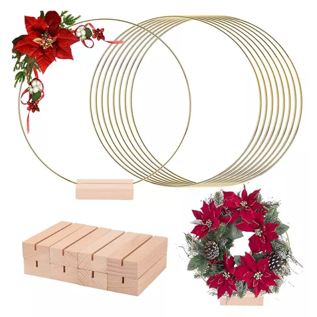 10Piece Metal Wreath Table Centerpiece 2 Inch  with 10-Piece Wooden Bracket R6I7