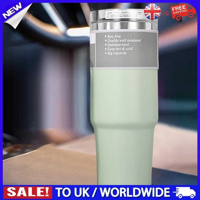 Taza de café de acero inoxidable con taza de té de agua utensilios de bebida aislados para automóvil (890 ml verde)