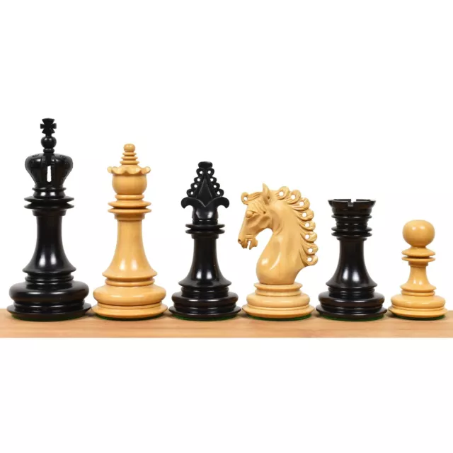 4.5" Carvers' Art Luxury Chess Pieces Only Set -Triple Weighted Ebony Wood