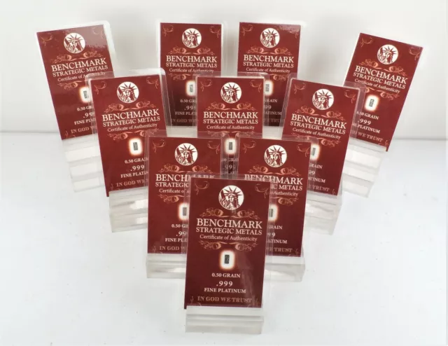 PLATINUM 10 PAK Pure .9995 PLATINUM approx.1/30 of a gram per/BULLION BAR A22a