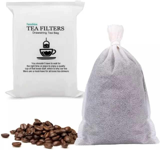 10X Reusable Cotton Muslin Bags Spices Herbs Tea Drawstring Empty Filter Bag