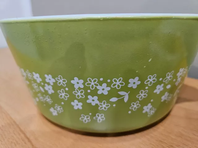 Vintage Pyrex USA Spring Blossom Green Crazy Daisy Casserole Dish & Lid - 1.5Q 3