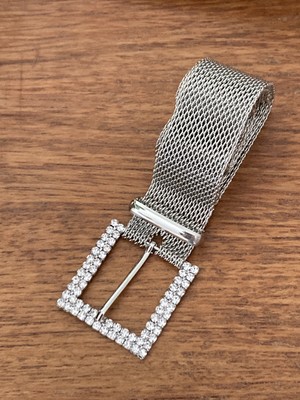 Ceinture femme boucle argent avec des strass  largeur 2 cm bleu 