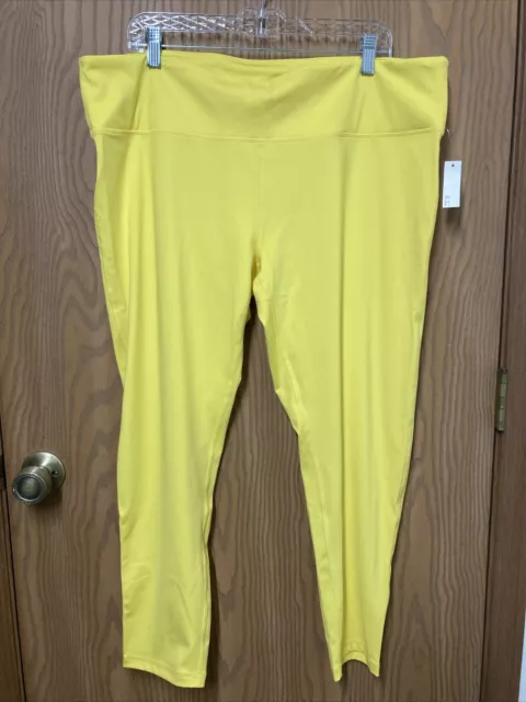 NWT Womens Amazon Essentials Lemon Yellow Spandex Full Length Leggings SIZE XXL