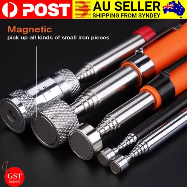 5 Pcs Portable Magnetic Pick Up Tool Extendable Telescopic LED Torch Magnet Rod