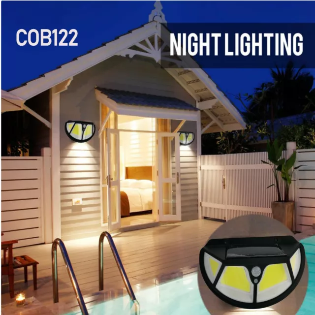 122 COB Solar Power Light PIR Motion Sensor Garden Security Wall Lamp Home 2