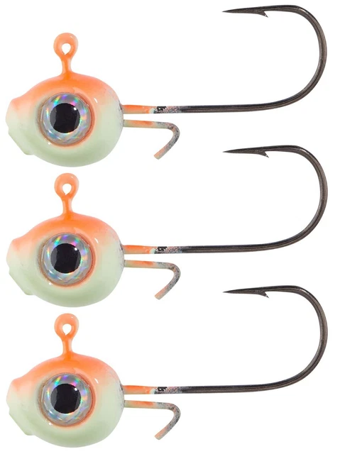 Balzer Shirasu Micro Jig mit UV Augen Orange/Luminous - 3 Jighaken, Jigköpfe