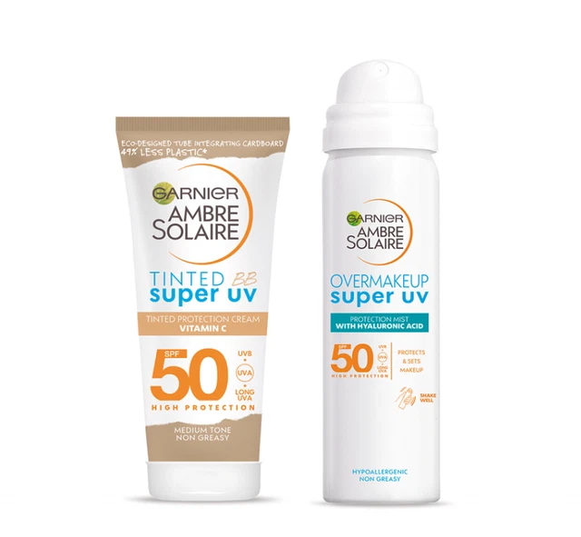 Garnier Ambre Solaire Tinted BB Super UV 50ml + OverMakeup Super UV SPF50, 75ml