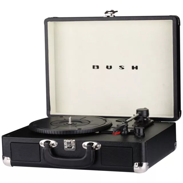 Bush Classic Retro 3 Speed Portable Case Record Player KTS-601 - Black 7307562