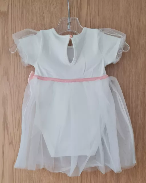 River Island Baby Girl Occasion 3-6 Months 68cm Dress with Bow - Cream RRP £25 3