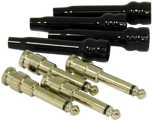 George L's 155 Guage Straight Plugs with Black Jackets 4 Piece Set