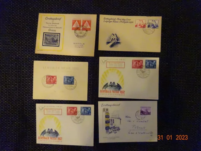 DDR - SBZ  - Posten Messebriefe - FDC - 6 Stück - 228, 282-83, 315-16, 447