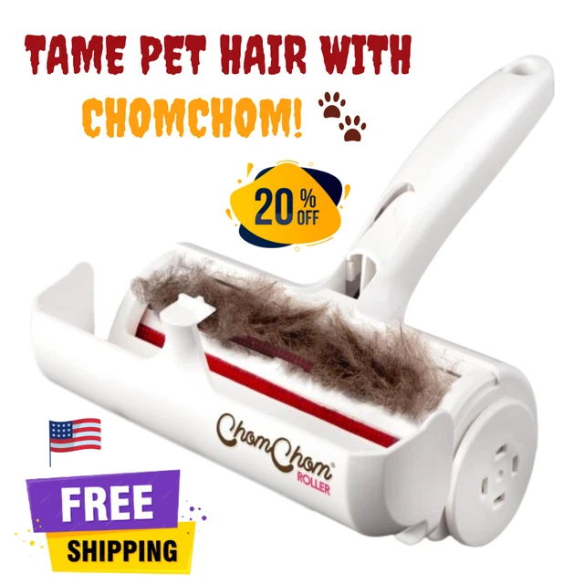 Chom Chom Cat & Dog Hair Remover For Couch/Carpet/Bedding & Reusable Lint Roller