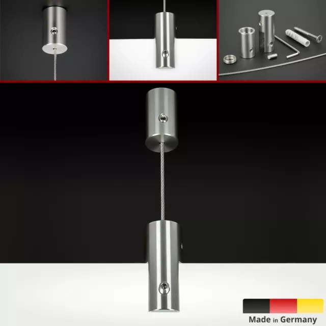 Drahtseilhalter Edelstahl V2A Ø18mm PS:1-10mm Deckenhalter Schilder Bilder Glas