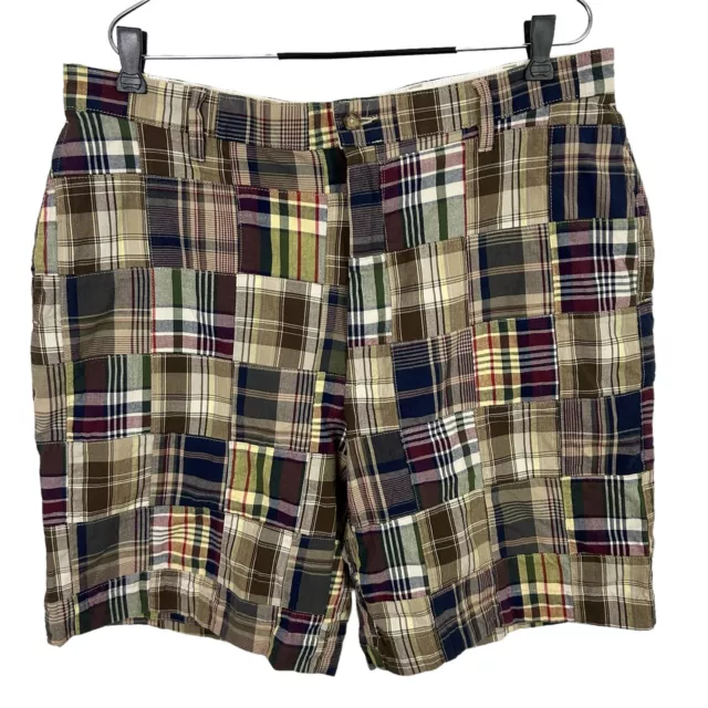 JOS. A BANK Madras Plaid SHORTS New Mens 38 $89 NWT 9" VIP Cotton Brown Navy