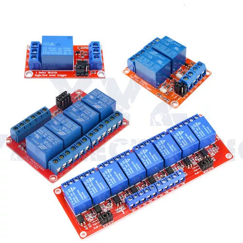 1/2/4/8 Channel Relay Board Relay Module w/Optocoupler High Low 5V 9V 12V 24V US