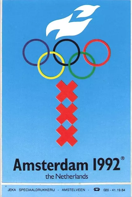 1992 Olympic Games Amsterdam candidate city original decal / sticker.