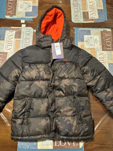 CB SPORTS   Big Boys Puffer Jacket In Olive Camo Size XL 18/20