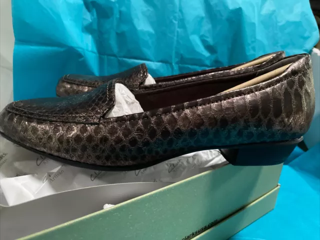 Clarks Everyday Tige DeC 11M Timeless Loafer Bronze Lea Croc Slip On Flat Shoes Clarks Everyday Tige DeC 11M Timeless Loafer Bronze Lea Croc Slip On Flat Shoes
