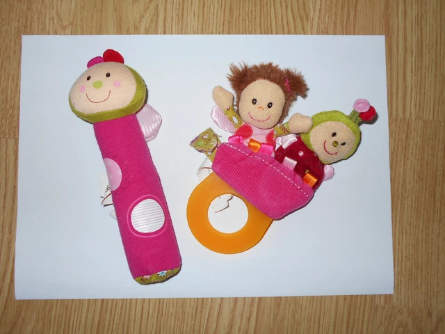 LOT pouet + hochet doudou Coccinelle LILLIPUTIENS anneau dentition